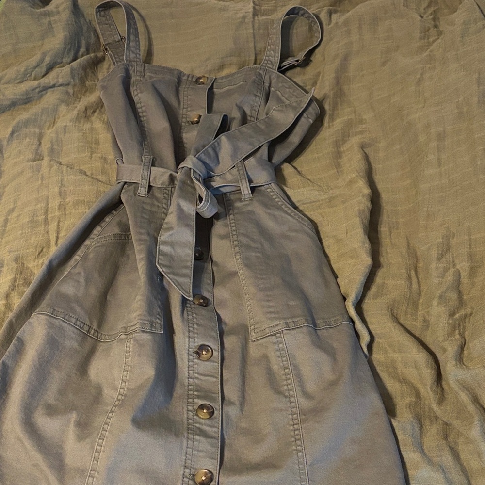 SO Green Button-Front Dress